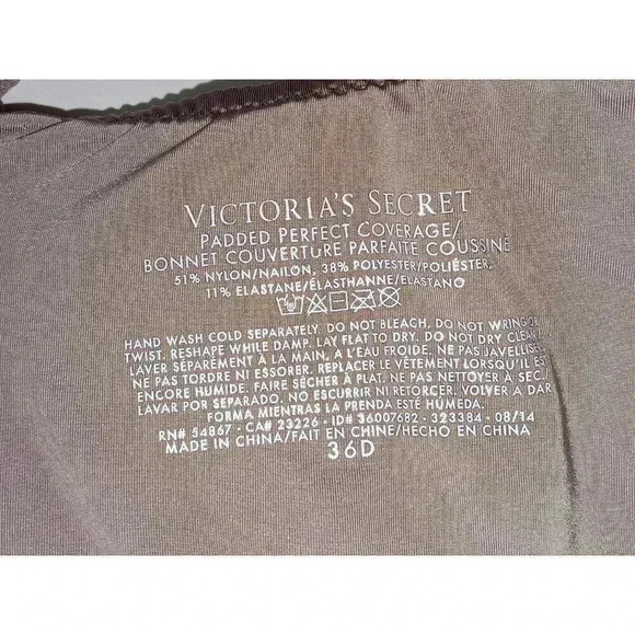 Victorias Secret Womens Bra Purple Full Coverage Padded Underwired Size 36D - Picture 9 of 11